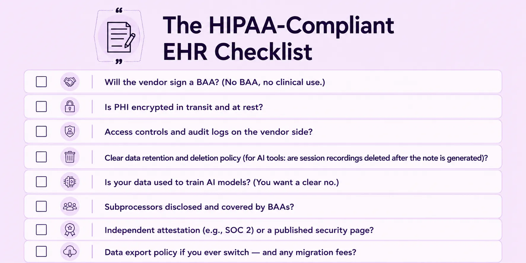 the hipaa compliant ehr checklist