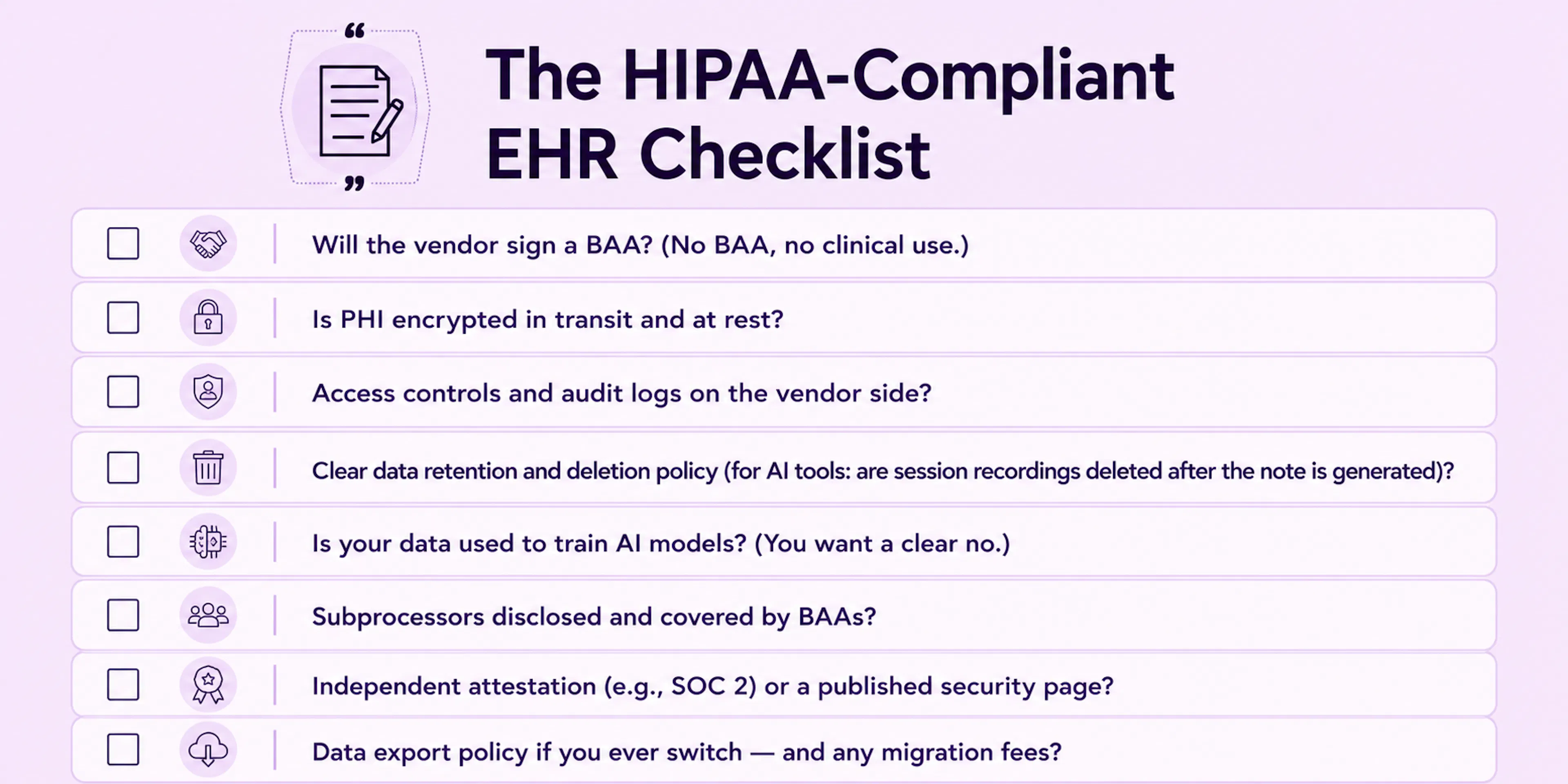 the hipaa compliant ehr checklist
