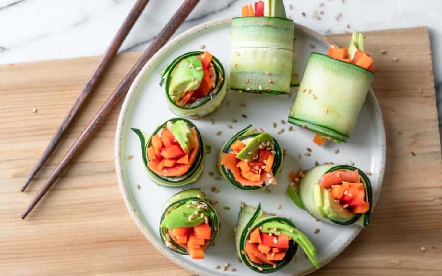 Sushi with cucumber roll