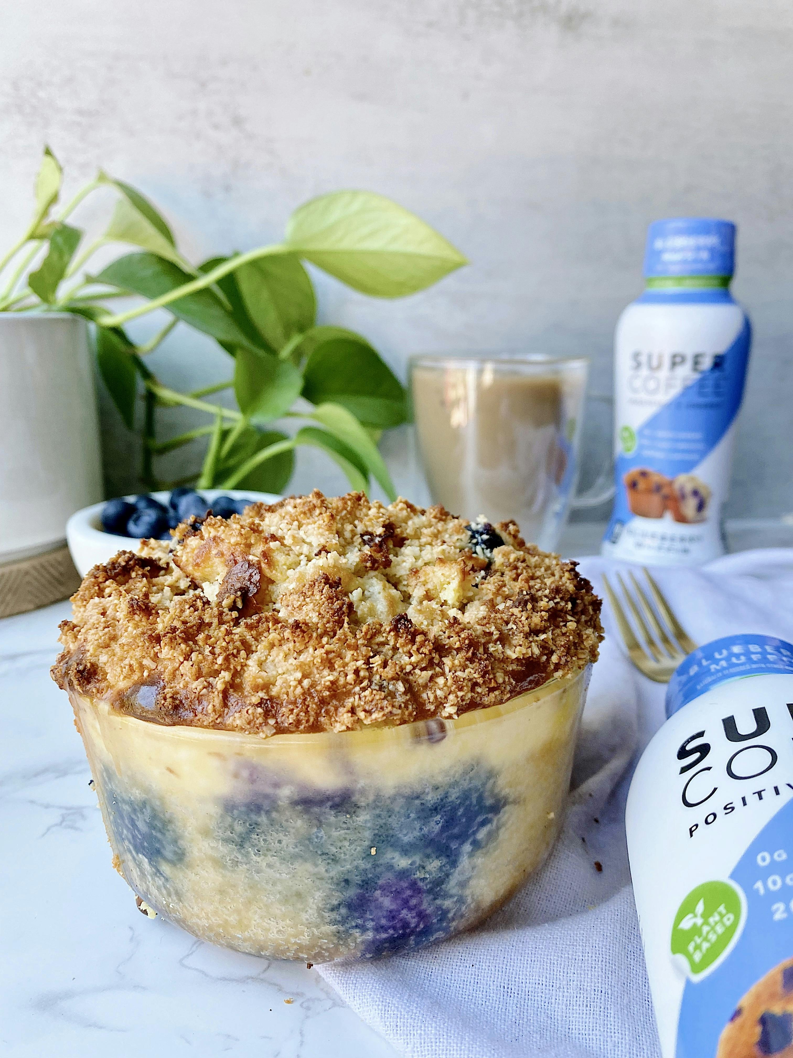 Low-Sugar Blueberry Muffin Crumble Mug Cake
