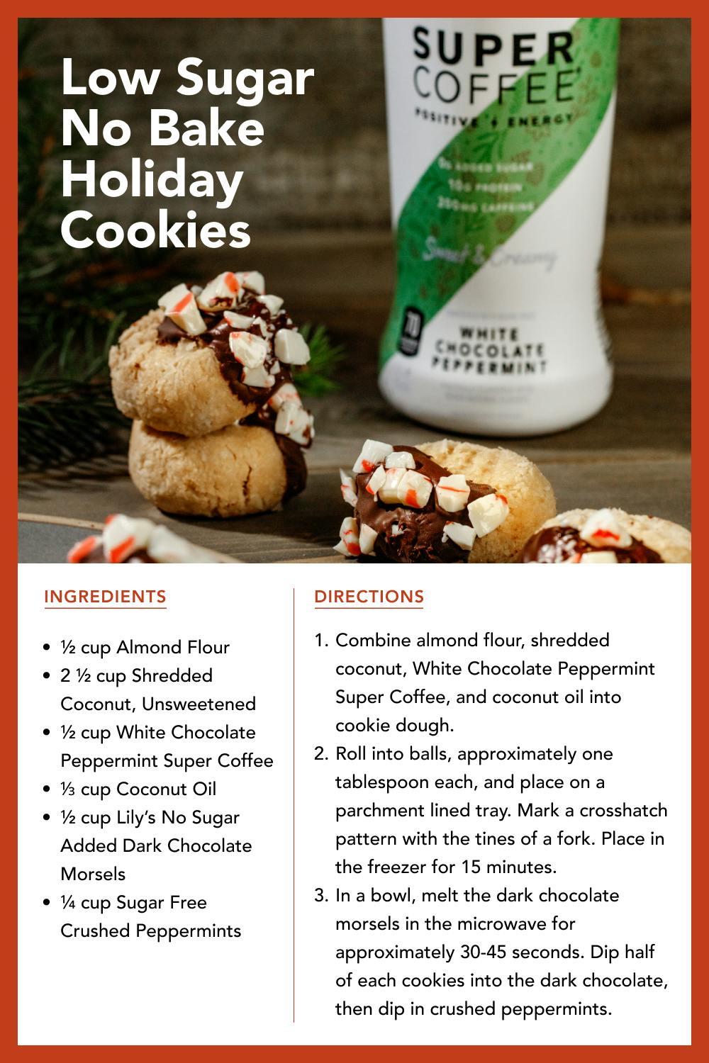 Low Sugar No Bake Holiday Cookies Recipe for Pinterest