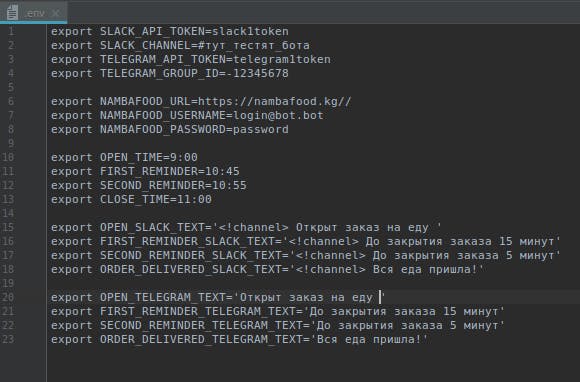Namba Food Bot Schedule Code for Slack.