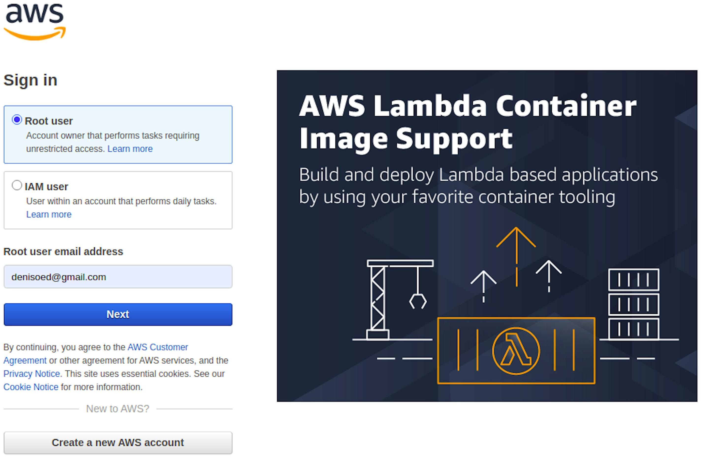 Amazon S3 Sign In Page.