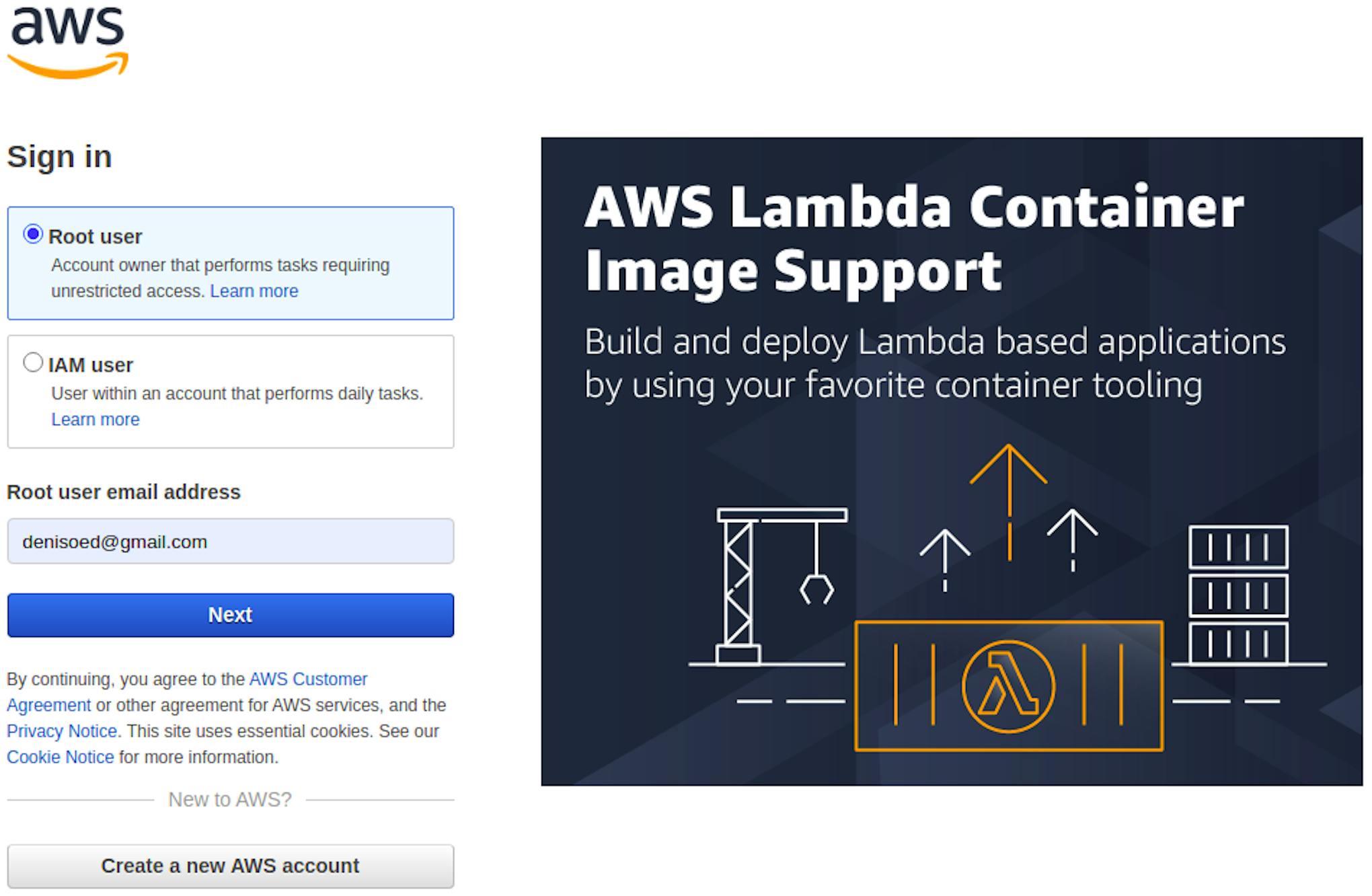 Amazon S3 Sign In Page.