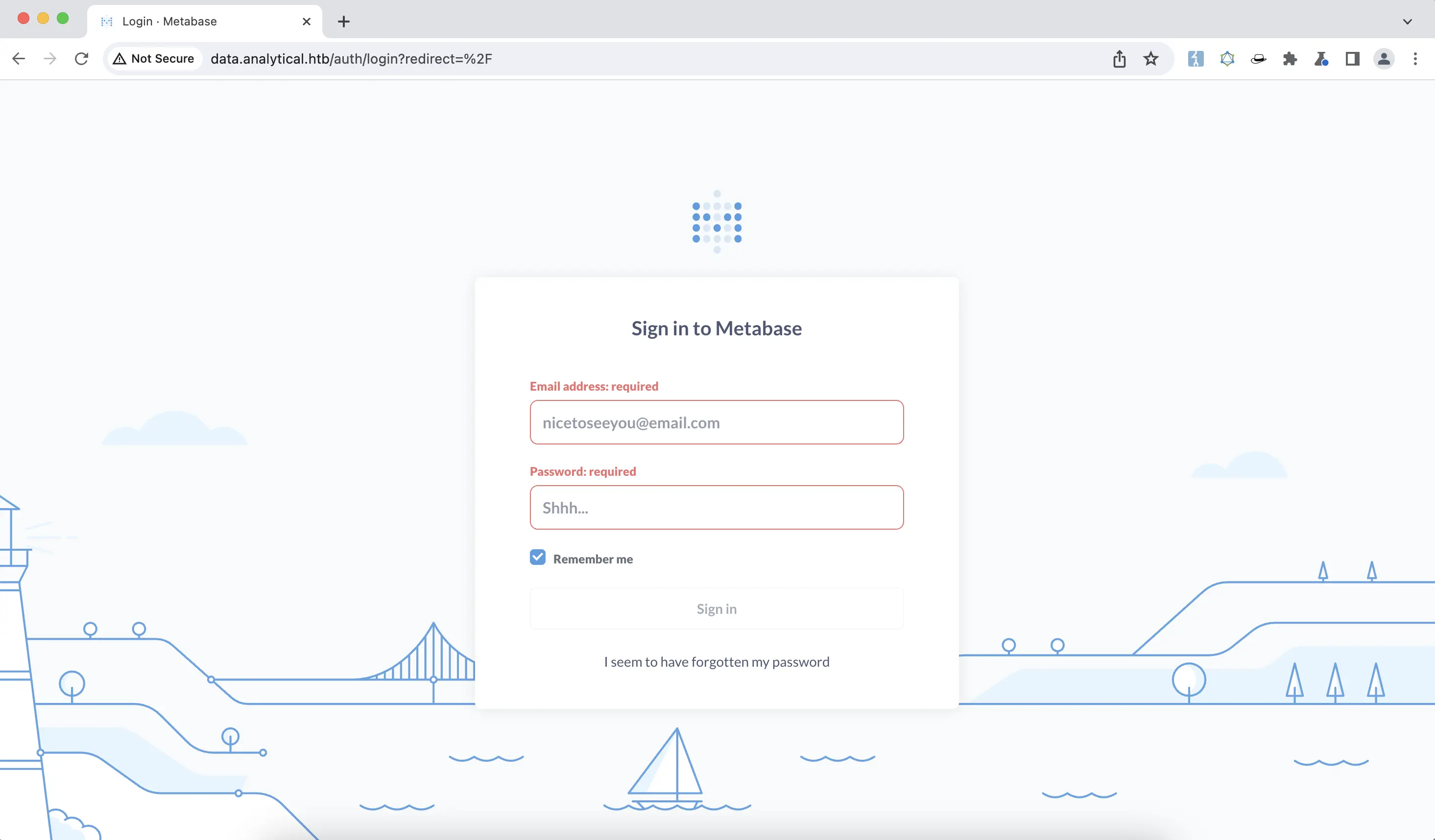 Image of the login page