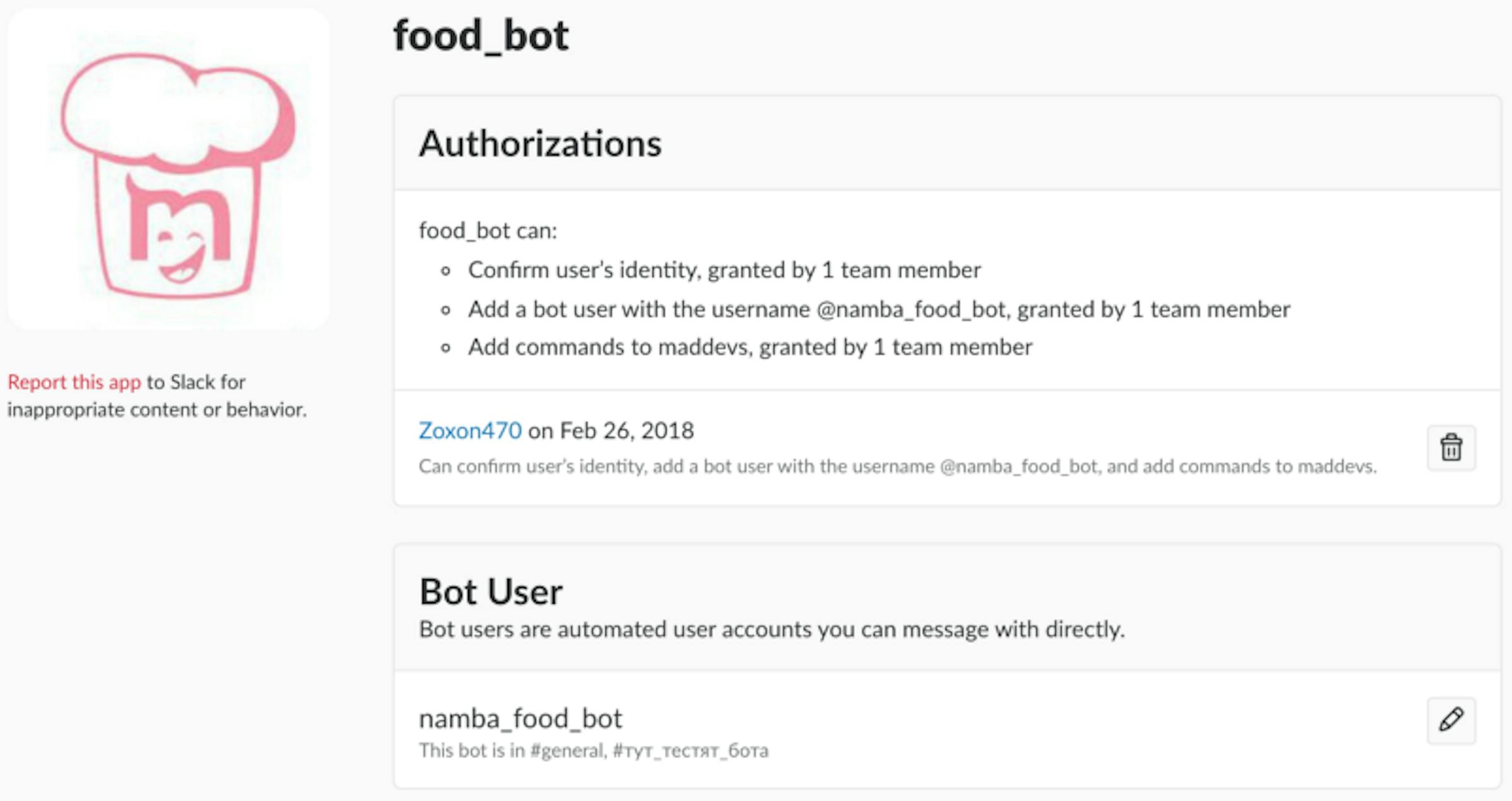 Namba Food Bot for Slack.