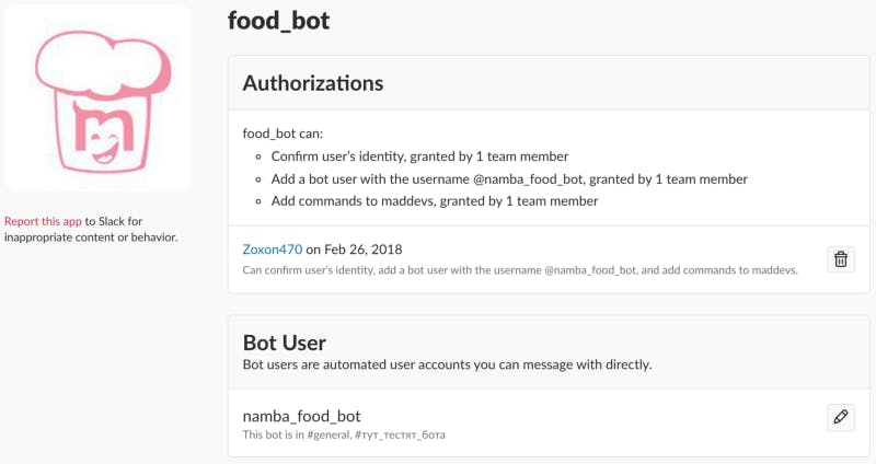 Namba Food Bot for Slack.