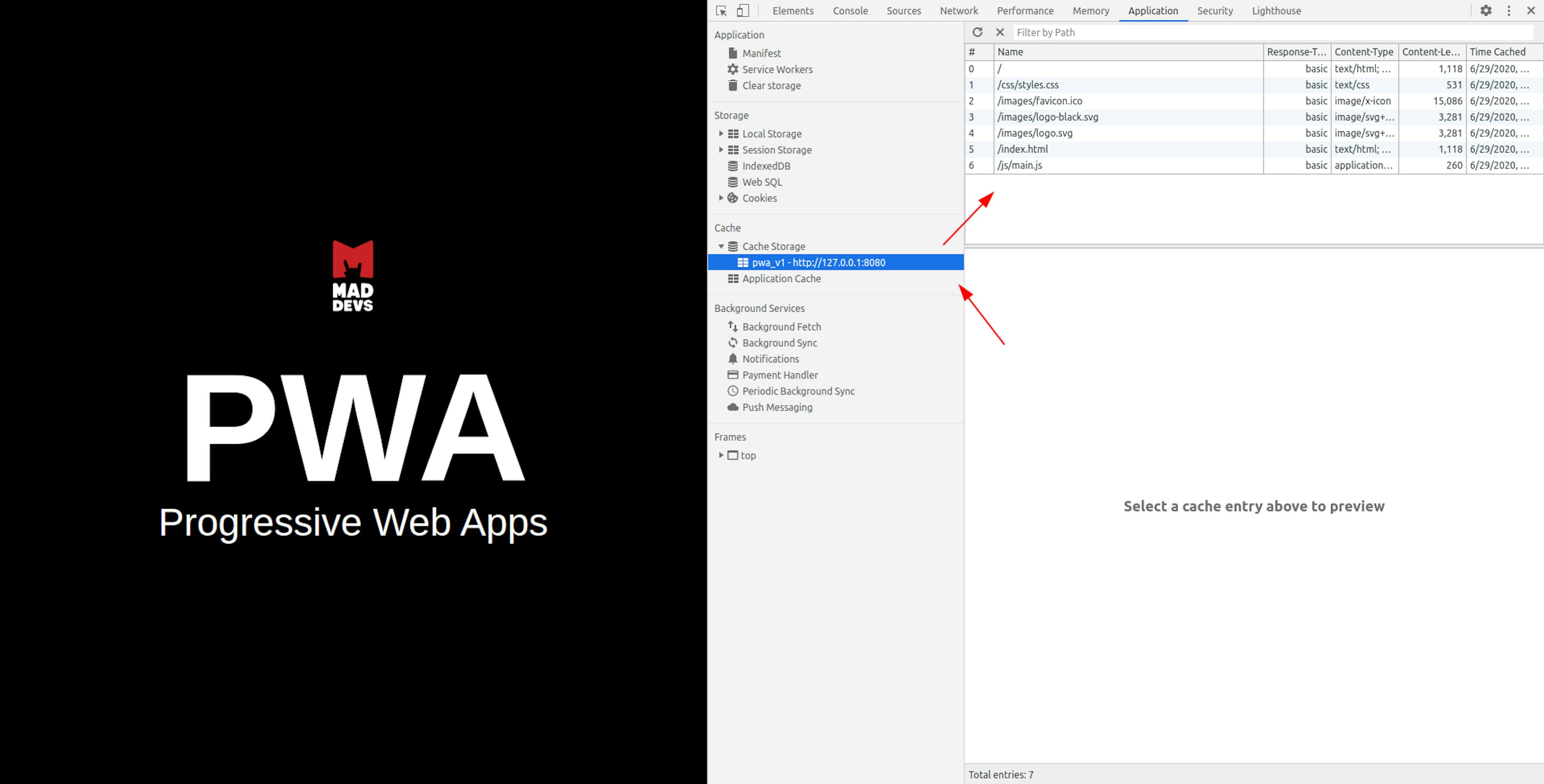 Cashe Storage on Chrome Dev Tools.