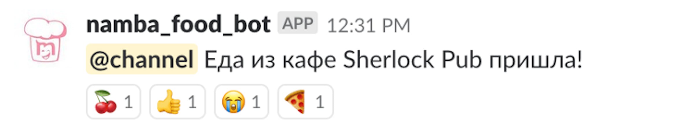 Namba Food Bot Notification for Slack.