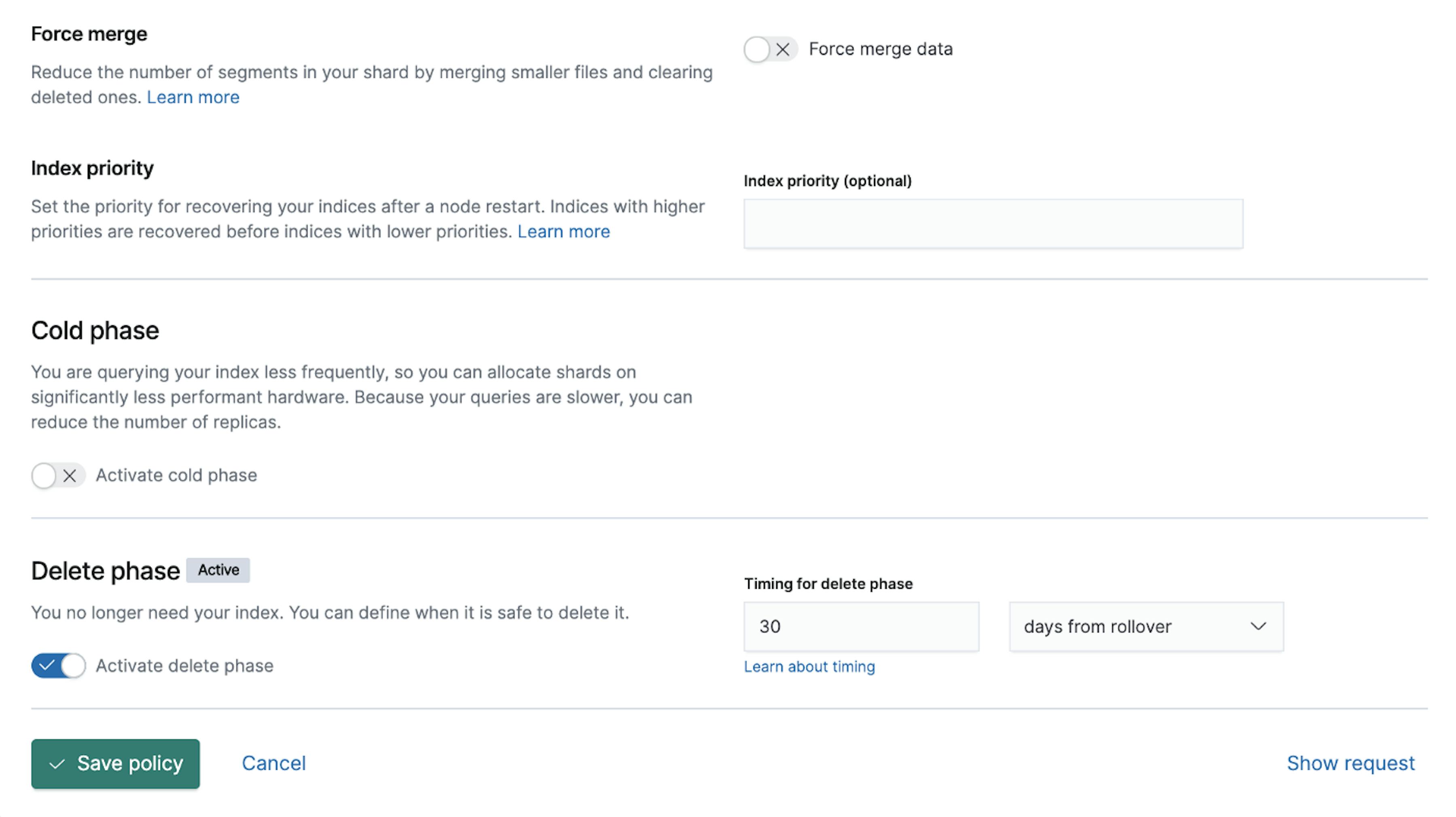 Index Lifecycle Policies.