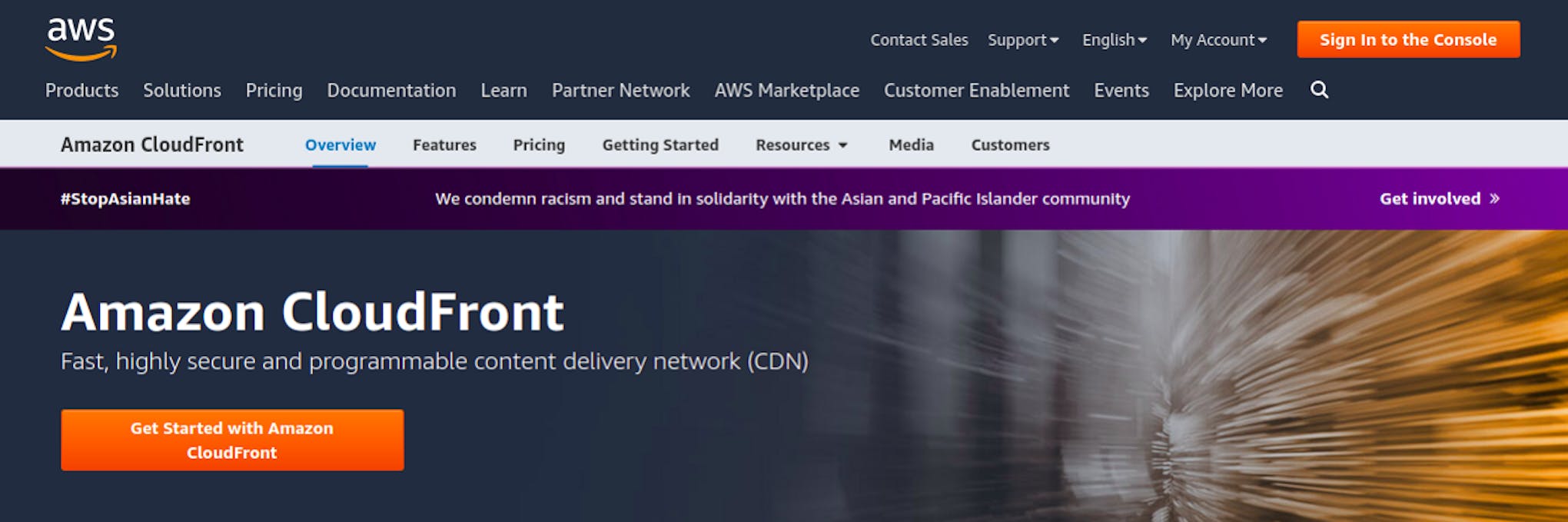 Amazon CloudFront Page.