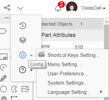 Config — Shortcut Keys Settings menu in EasyEda.