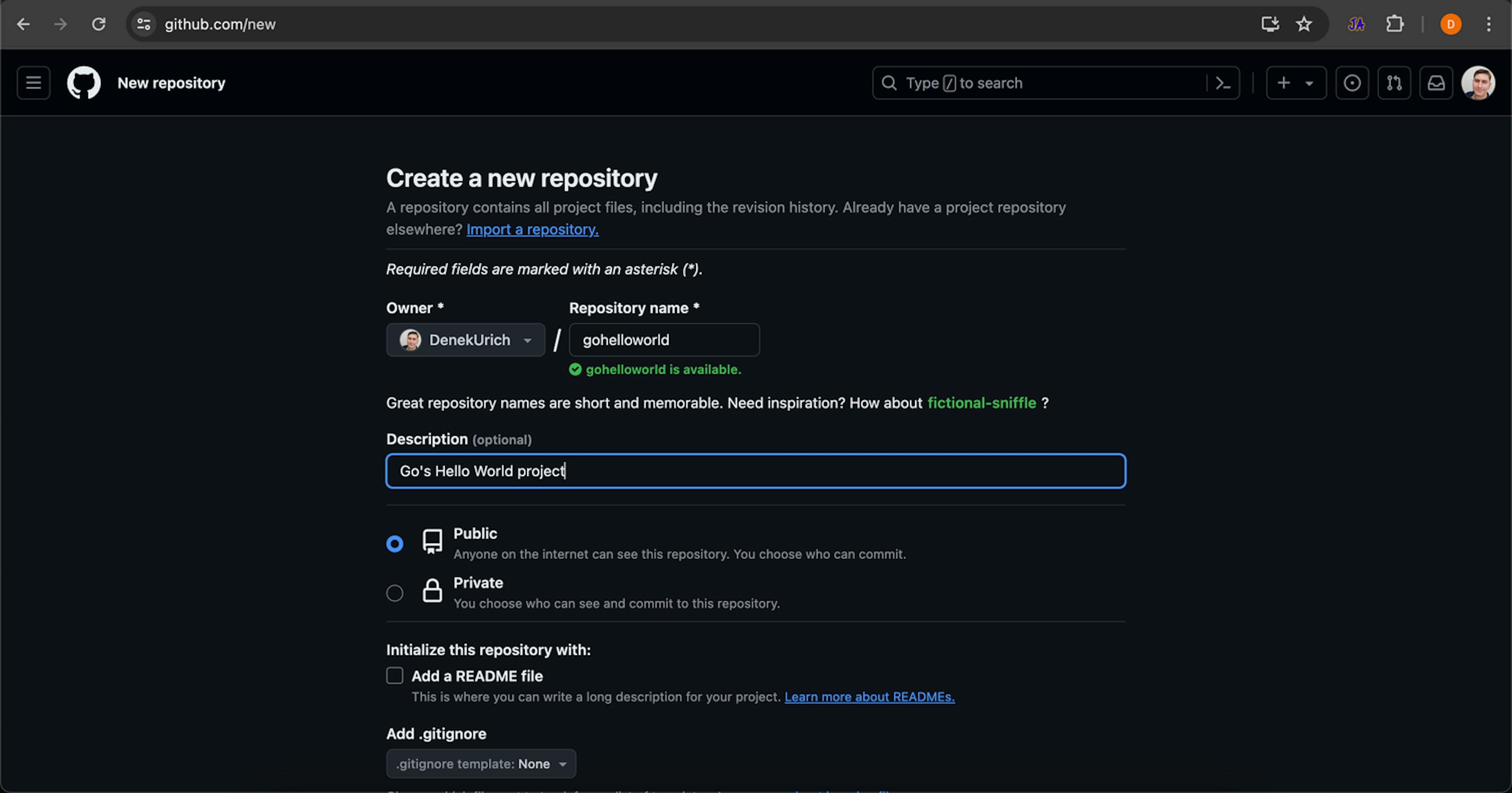 Create a new repository in GitHub.