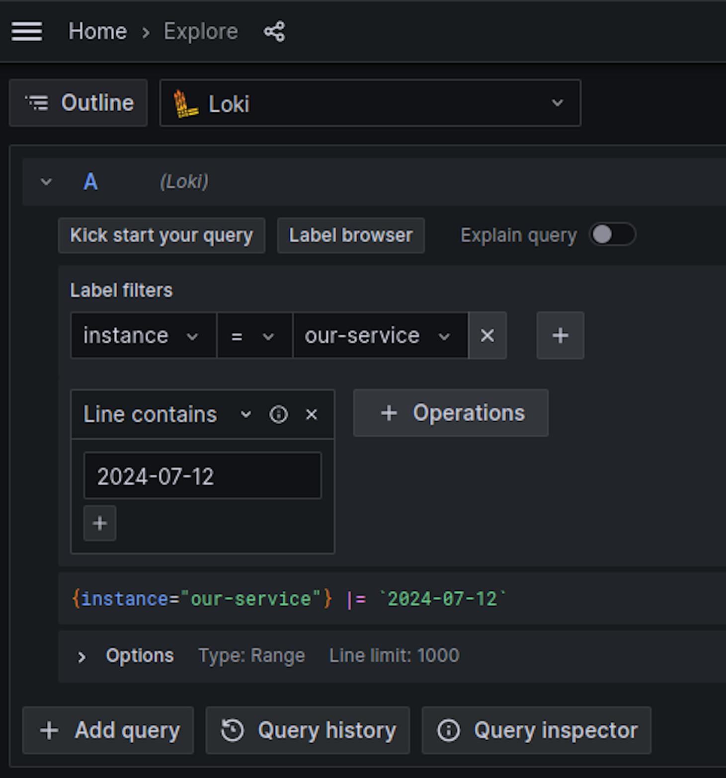 Grafana Loki query