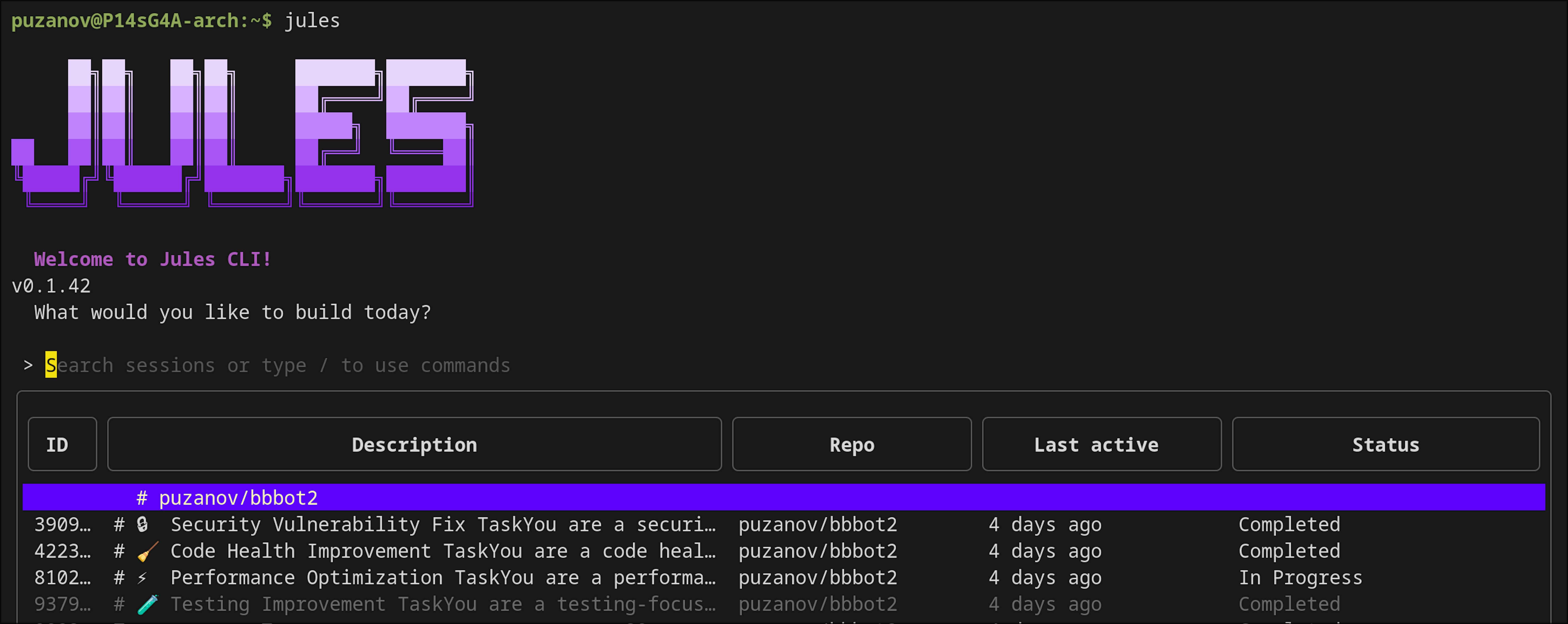 Console version of Google Jules.