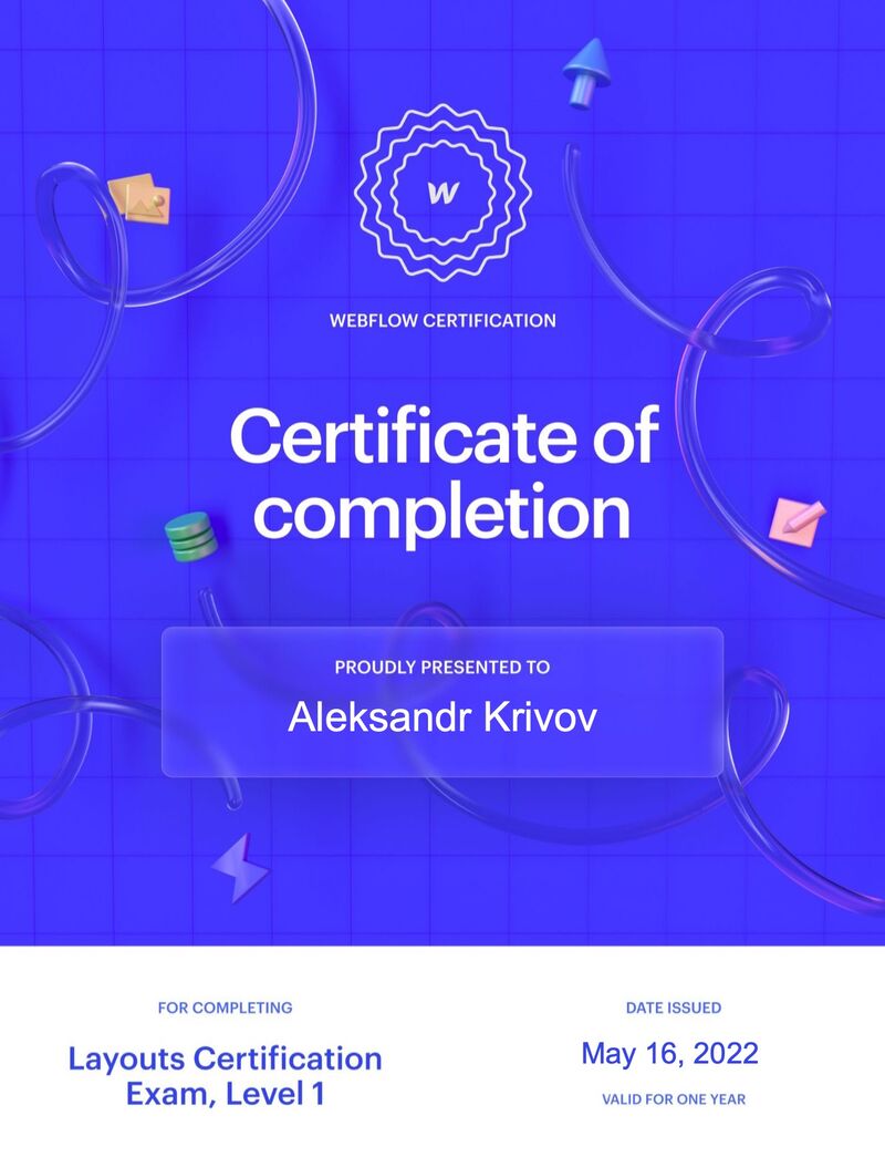 certificate from Webflow