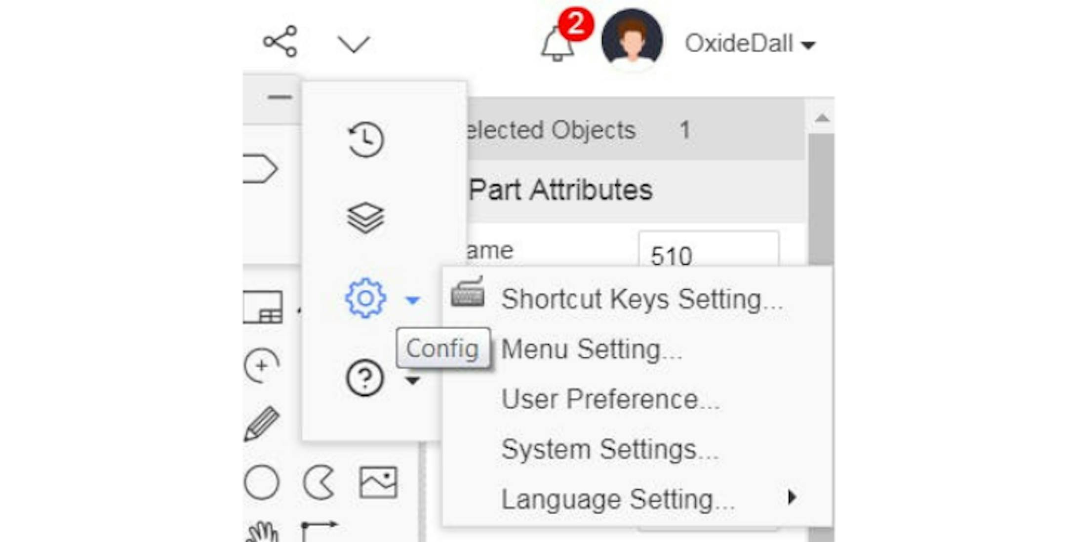 Config — Shortcut Keys Settings menu in EasyEda.