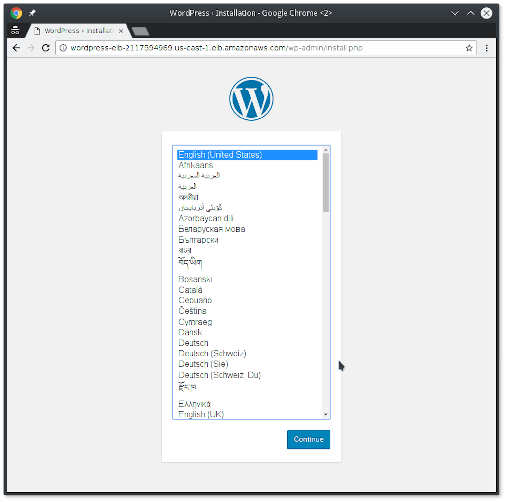 WP Installation Using Web Wizard.