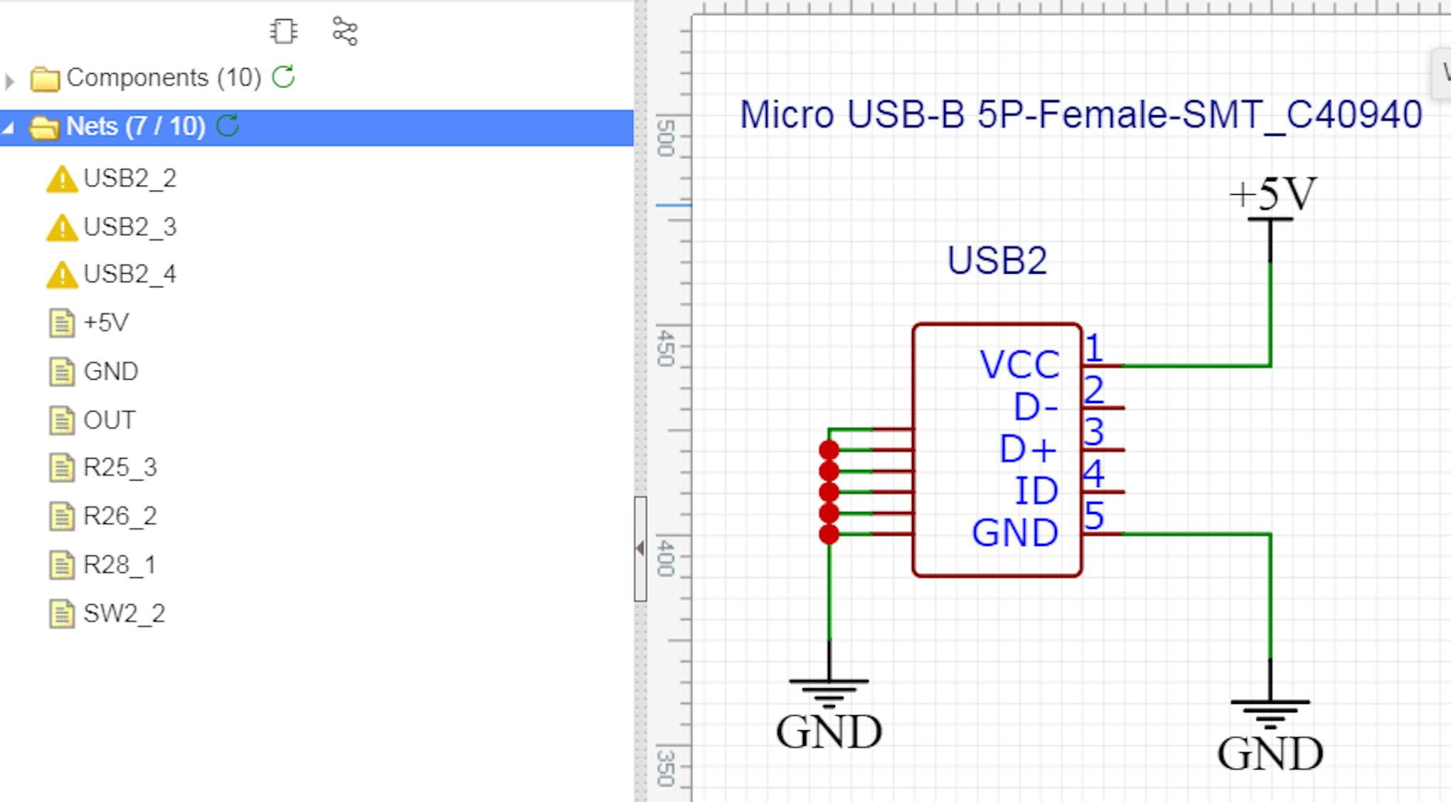 Micro USB-B 5P-FFEMALE-SMT in EasyEDA.