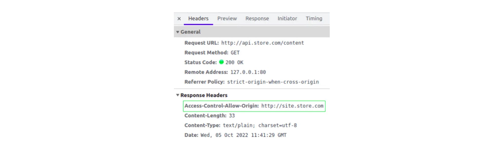 Headers Tab in the Browser Console