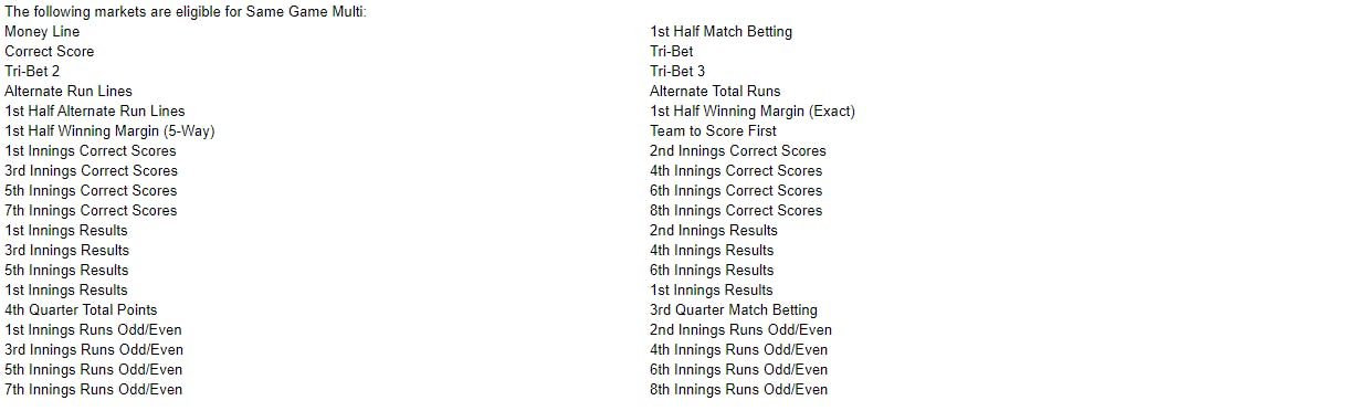 Markets for Same Game Multi