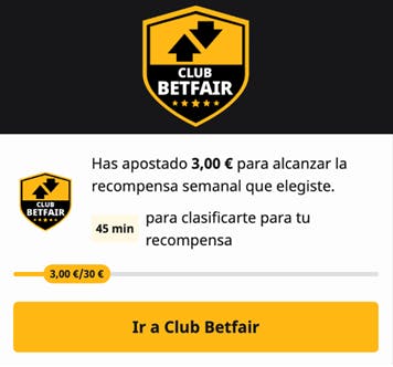 Interfaz de la Betfair app