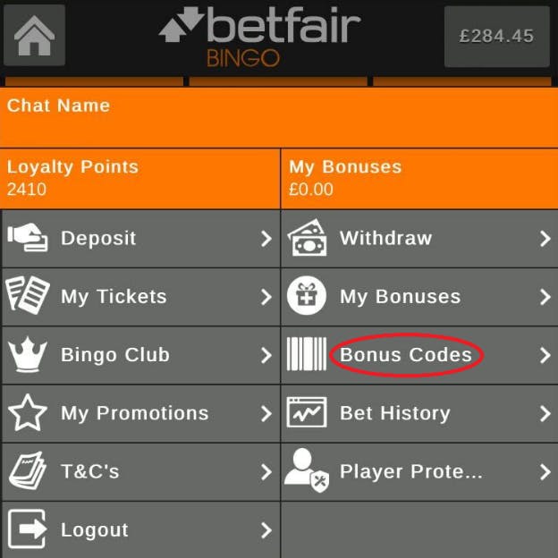 betfair bingo bonus code