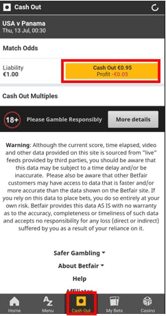 Vantagens no Cash Out da Betfair