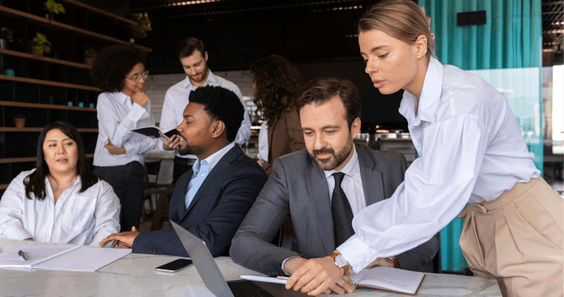 Coworkers working on business