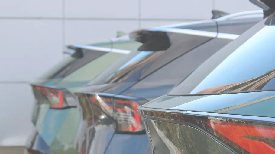 Dealership display of cars