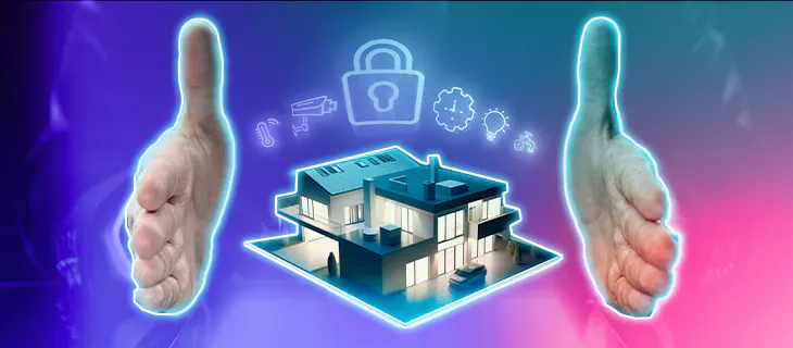 Manos protegiendo casa, seguro de hogar contra desastres y robos