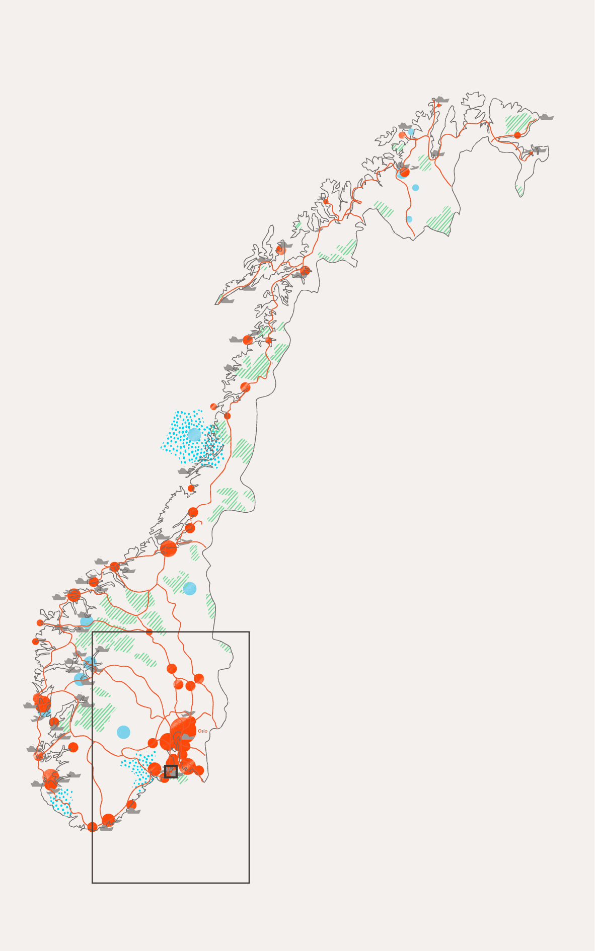 Map of Norway, illustration.