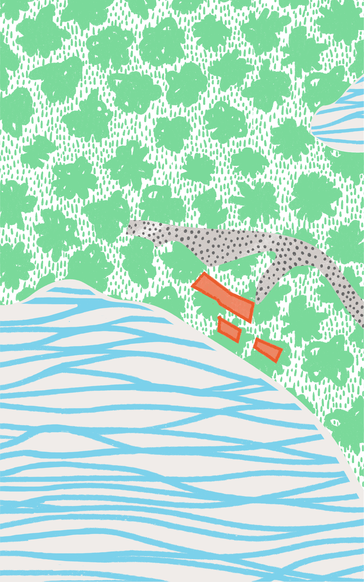 Rautulampi architecture and landscape illustration.