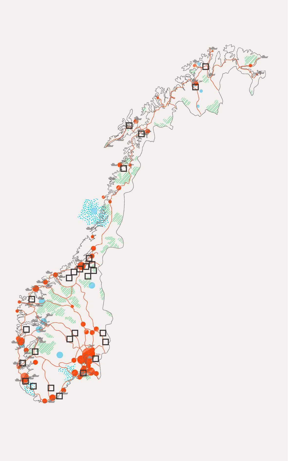 Map Norway, illustration.