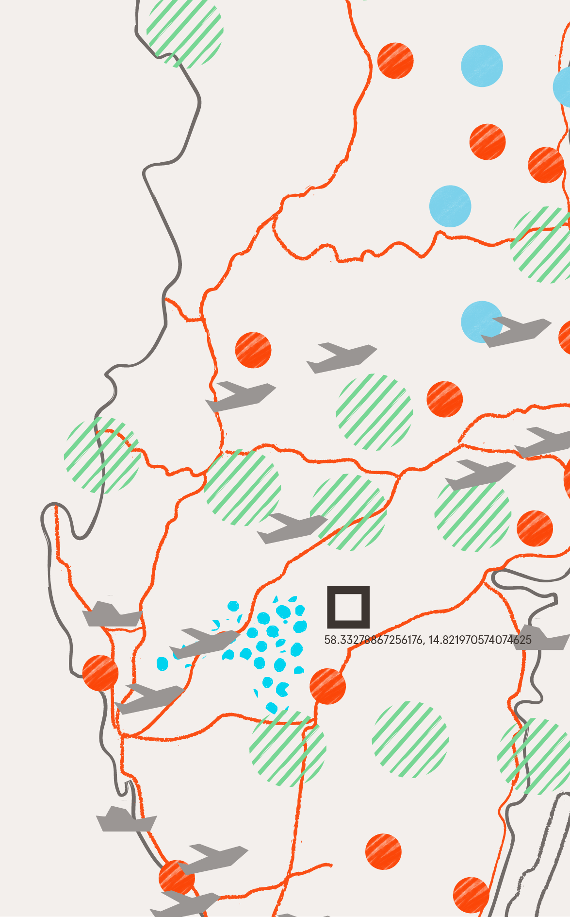 Graphic map, detail.