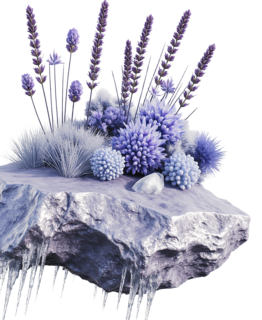 Rock with purple vegetation