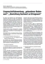 Liegenschaftsbewertung: „gebundener Bodenwert“;
„Gewichtung Sachwert zu Ertragswert“