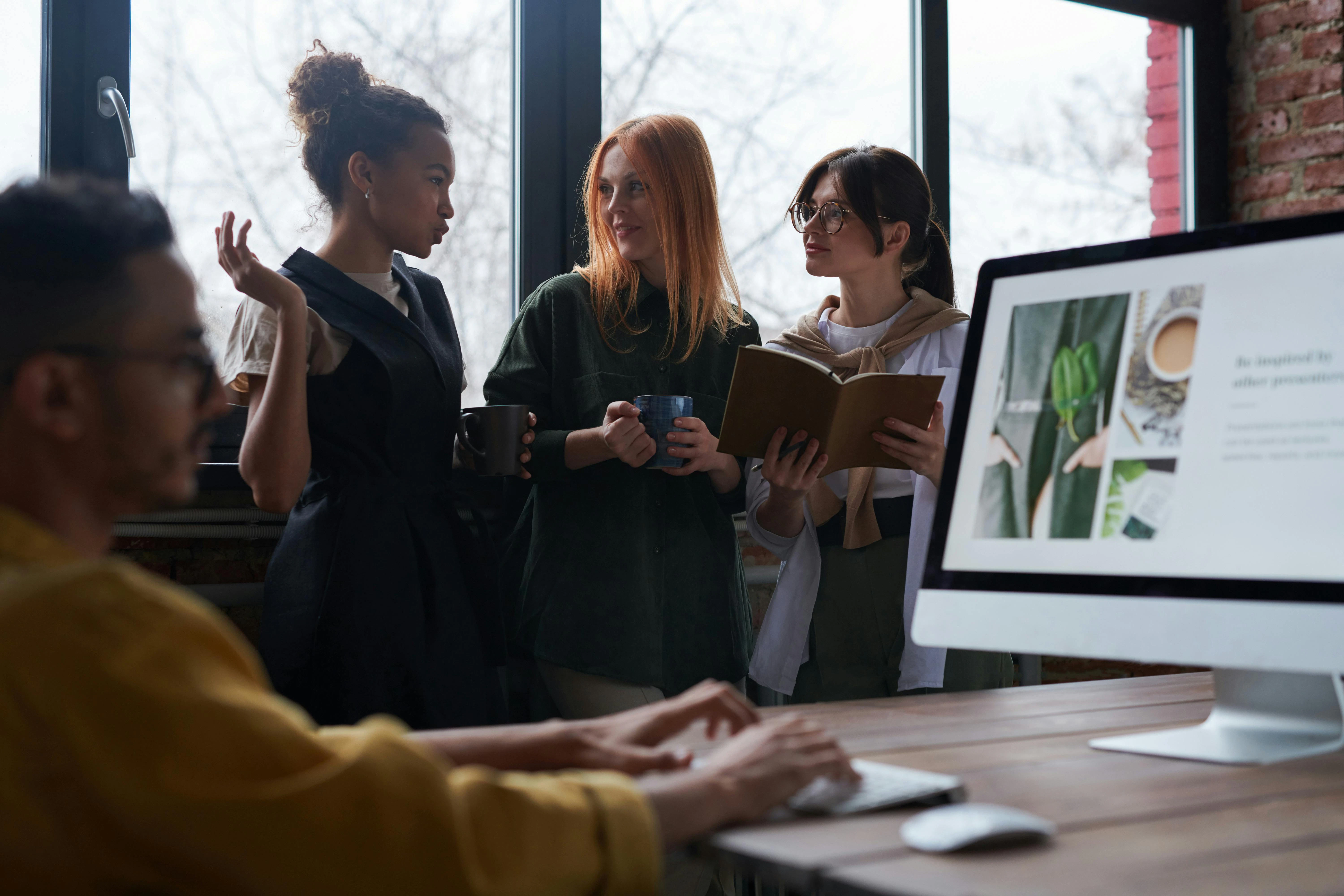 a group of colleagues in a modern office