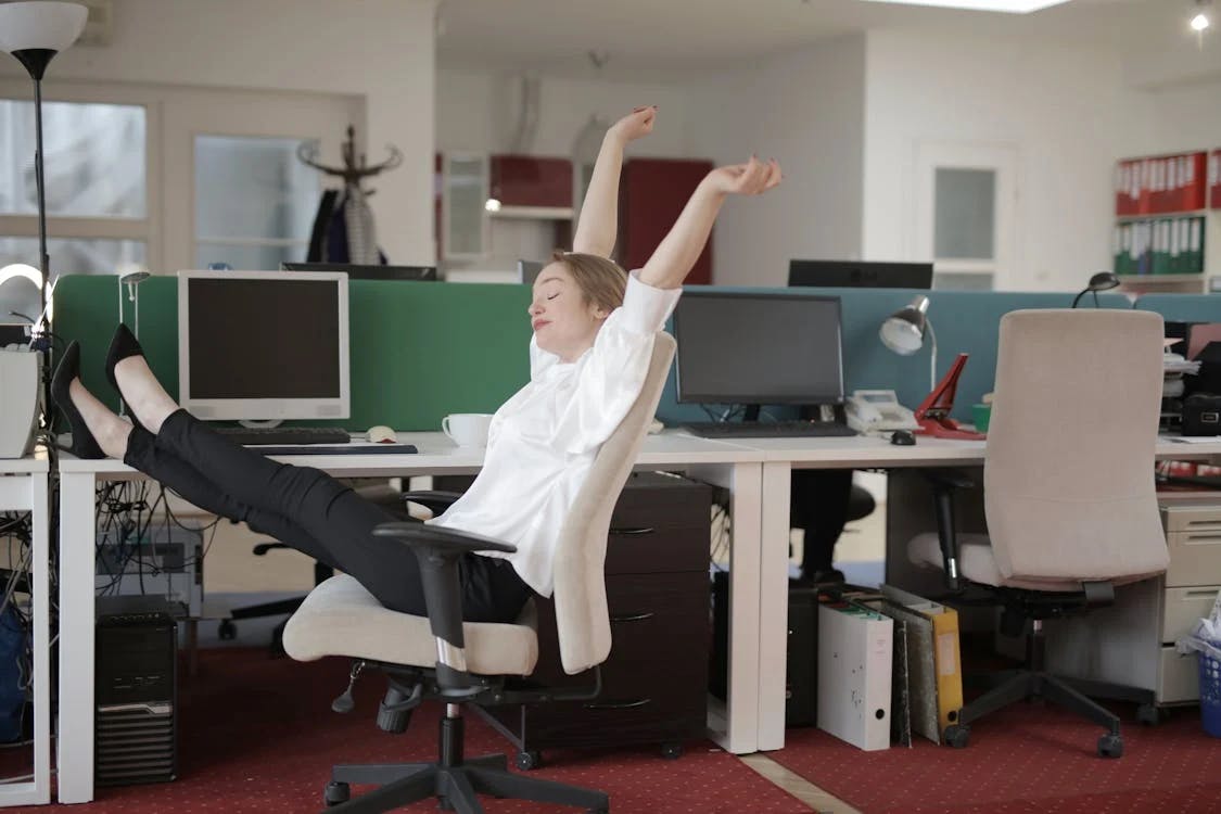 Employee relaxing at job