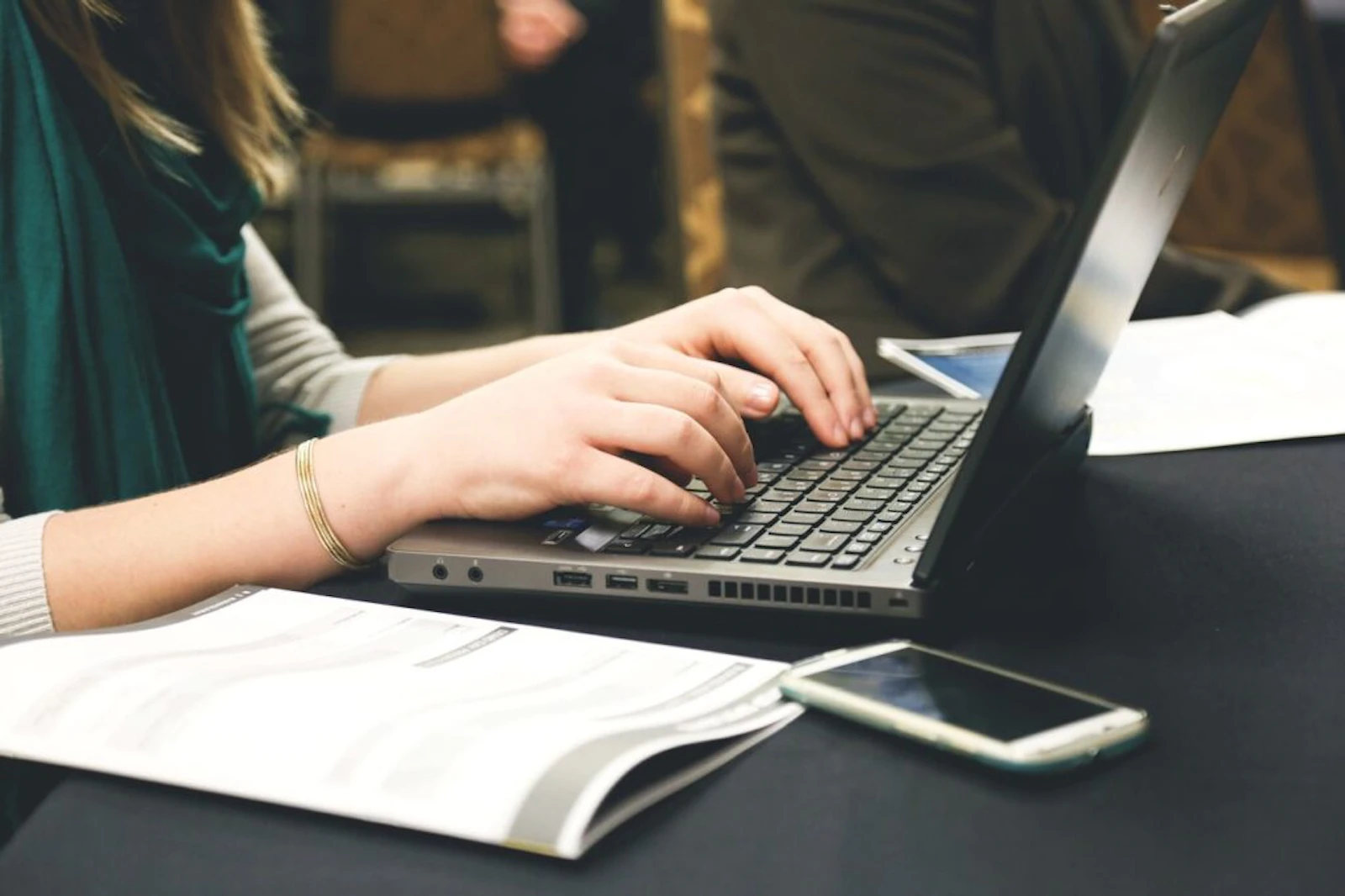 woman working on a laptop