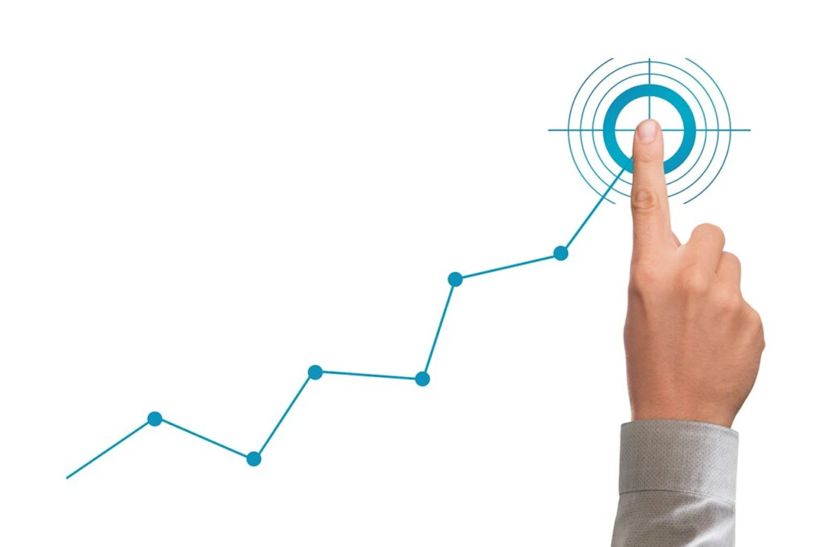 illustration of a hand pressing a digital target on a growth chart