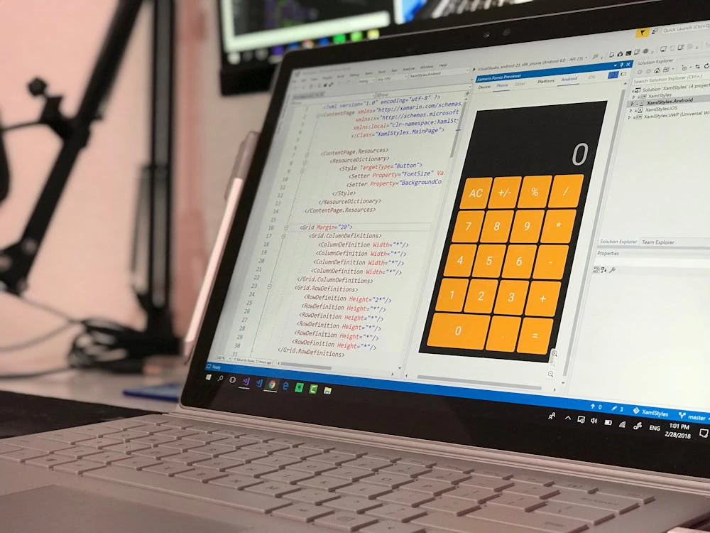 calculator app opened on a laptop screen