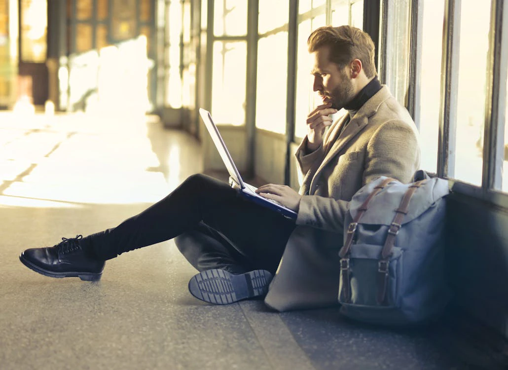 Remote employee working on a laptop