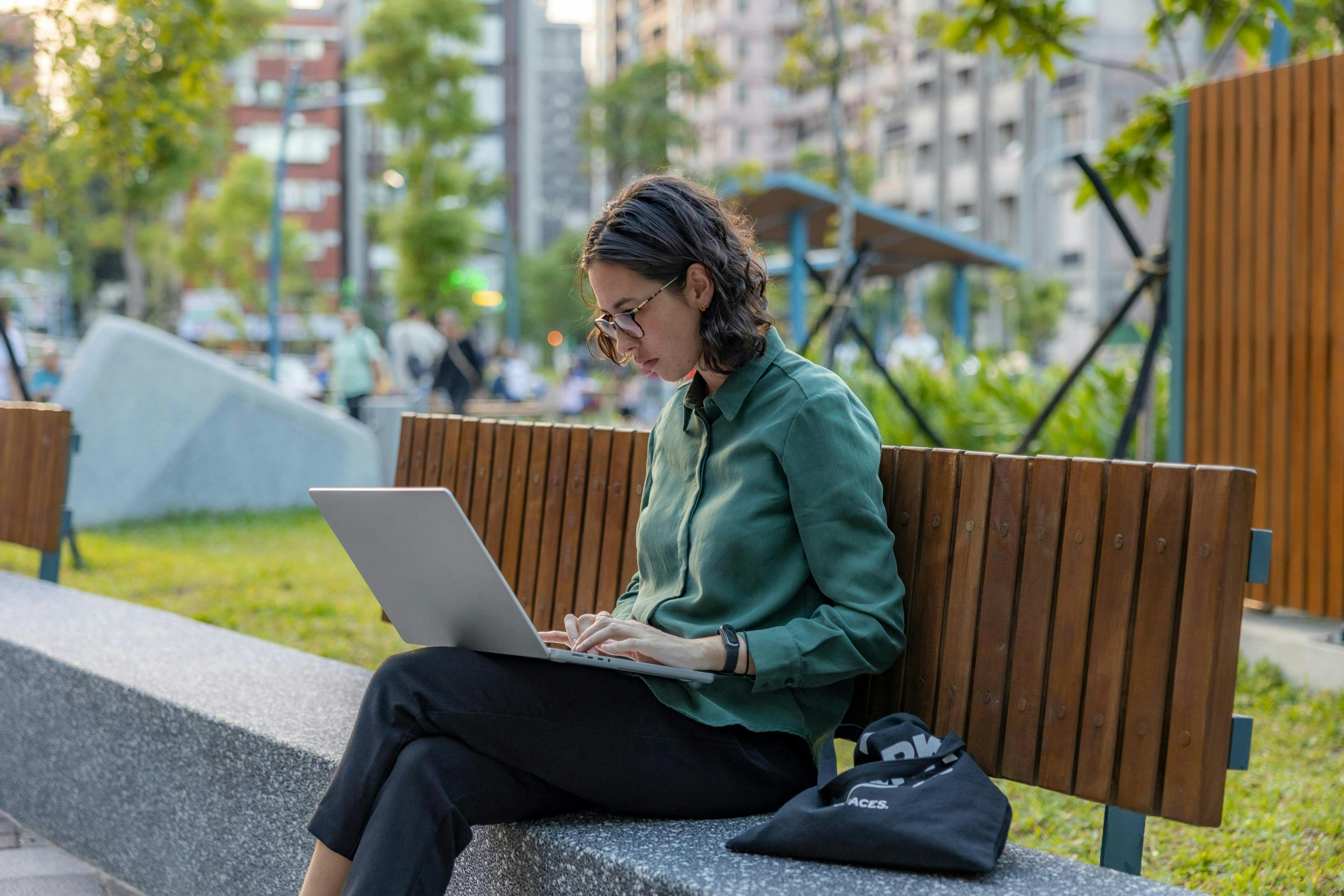 Remote Work at Park Bench