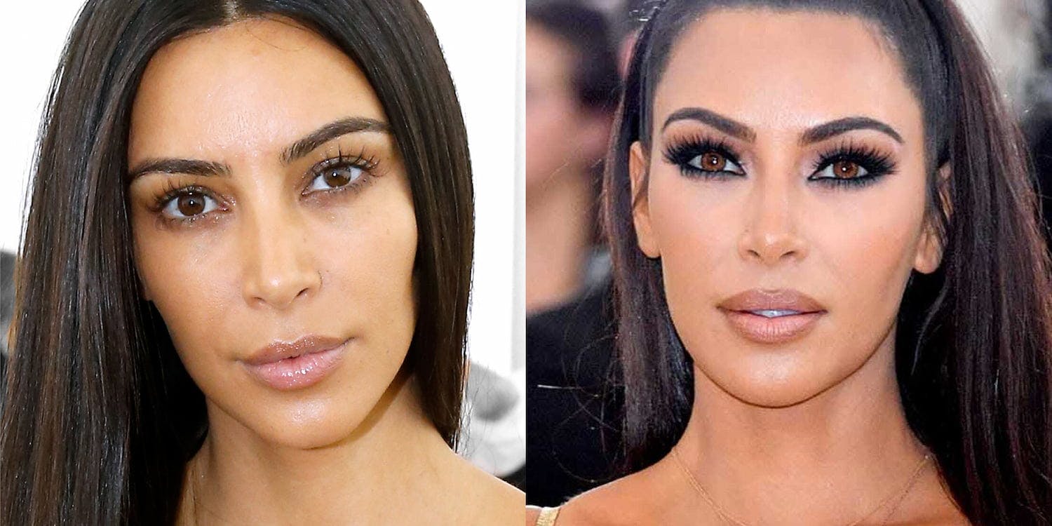 Kim Kardashian wearing brown coloured lenses