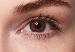 Blue eyes after wearing SWATI Bronze - Dark Brown Coloured lenses