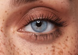 Brown eyes after wearing SWATI Aquamarine - Blue Coloured lenses