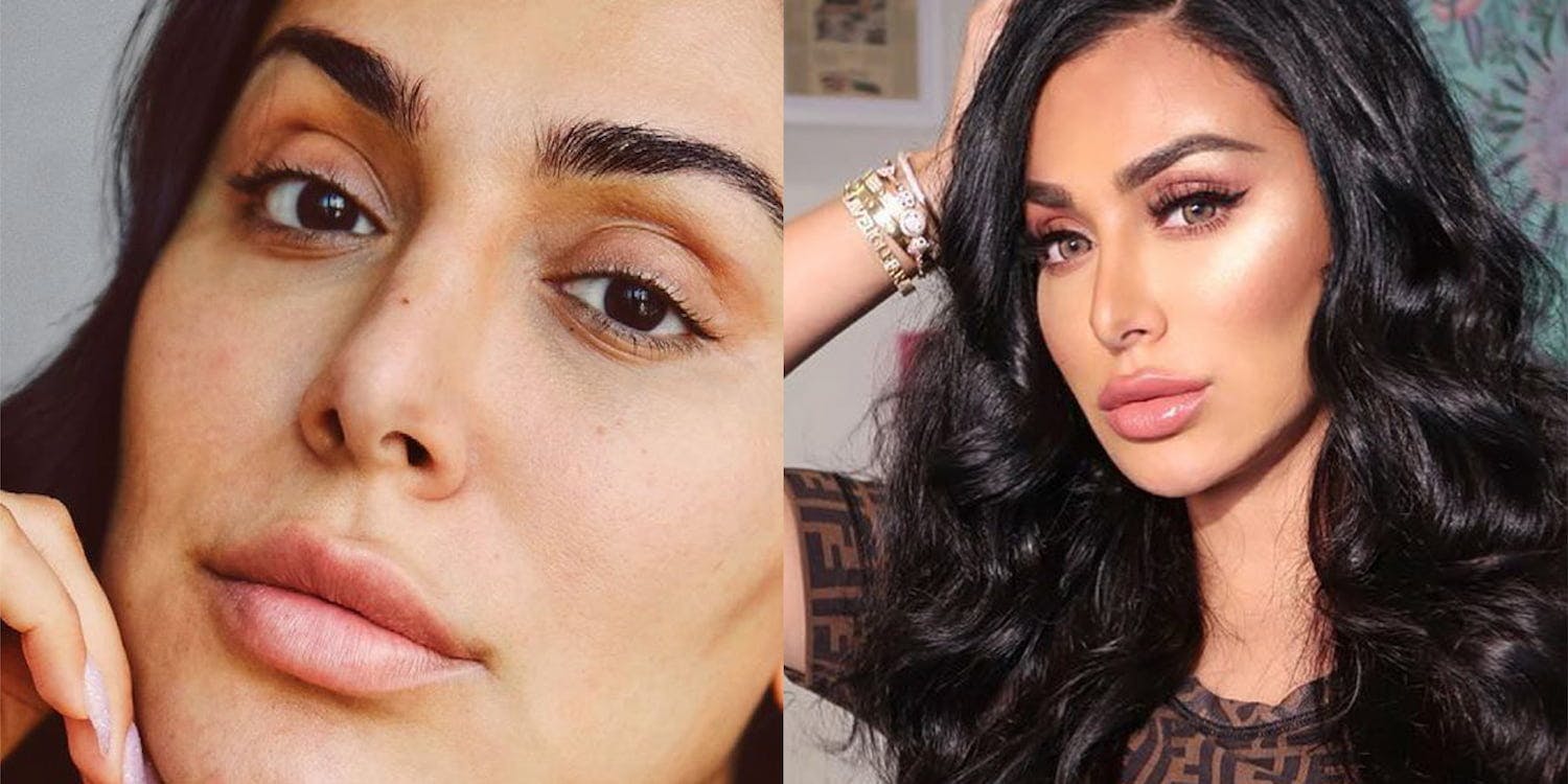 Huda Kattan wearing light brown coloured lenses