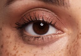 Brown eyes before wearing SWATI Aquamarine - Blue Coloured lenses