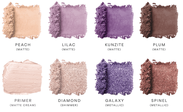 Different shades of pigments in the Amethyst swatch